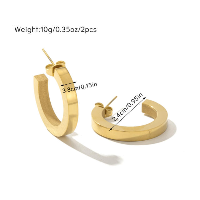 Concise geometric smooth design stainless steel earrings collection