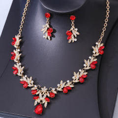 Elegant flower colorful diamond necklace set for wedding