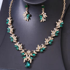 Elegant flower colorful diamond necklace set for wedding