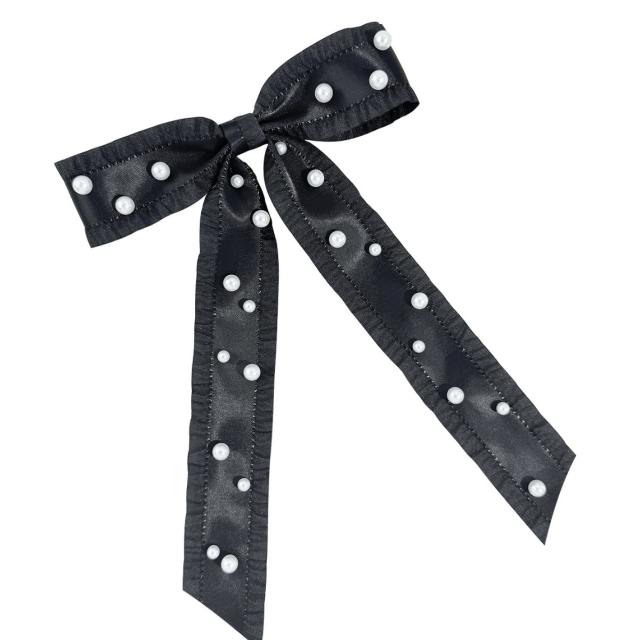 French trend pearl bead large bow french barrette hair clips for women