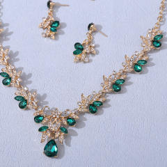 Elegant flower colorful diamond necklace set for wedding
