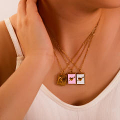 Sweet color enamel moon star love book pendant stainless steel necklace locket necklace