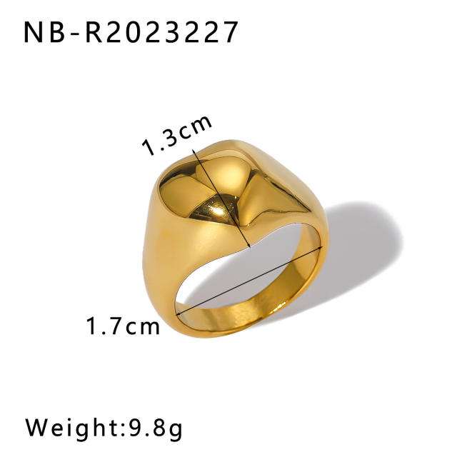 Personality chunky gold color geometric stainless steel rings collection