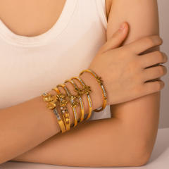 18KG diamond stainless steel bow bangle