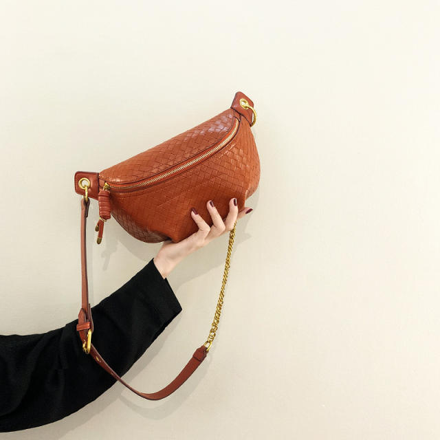 Hot sale briad pattern PU leather funny pack waist bag