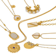 Dainty rose flower evil eye pendant stainless steel necklace collection