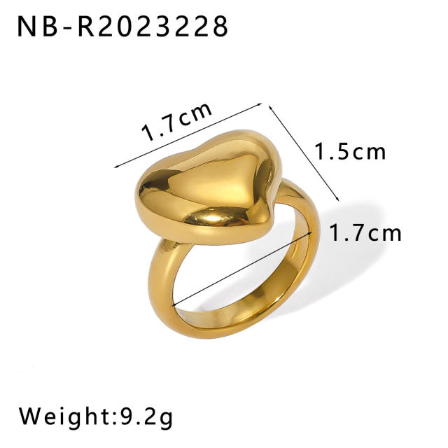 Personality chunky gold color geometric stainless steel rings collection