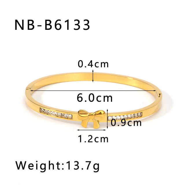 18KG diamond stainless steel bow bangle