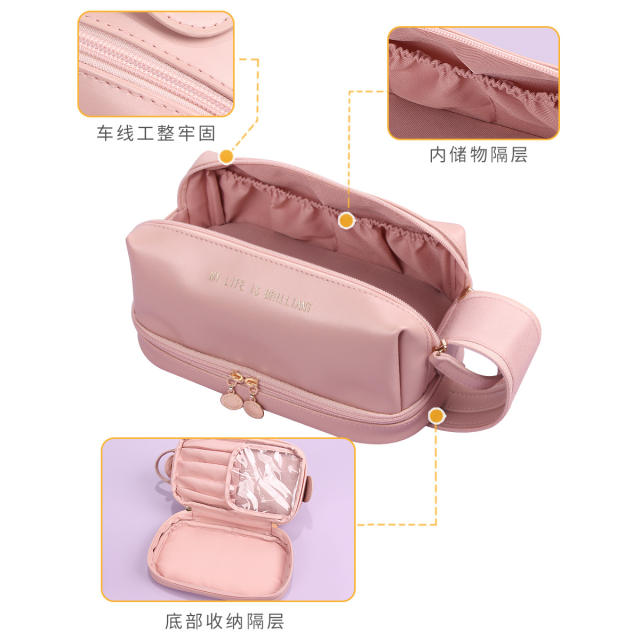 Elegant three color PU leather good quality cosmetic bag tolietry bag washing bag