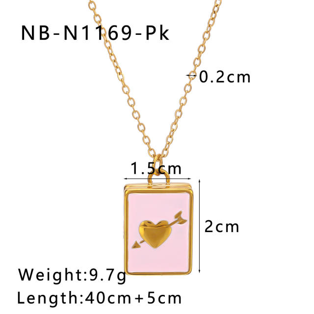 Sweet color enamel moon star love book pendant stainless steel necklace locket necklace