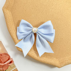 Sweet bow pearl bead easy match french barrette hair clips