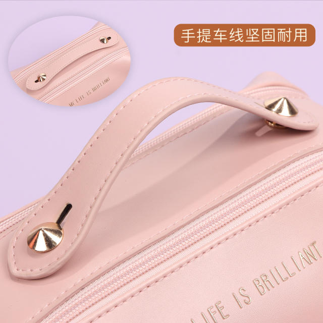 Elegant three color PU leather good quality cosmetic bag tolietry bag washing bag