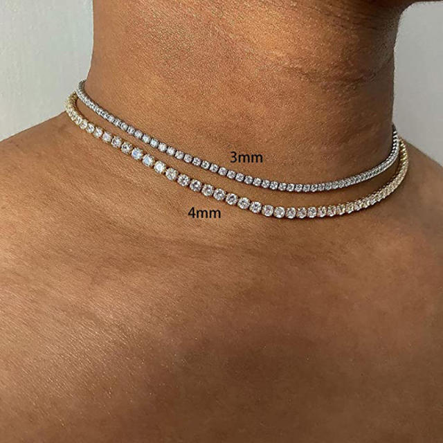 3mm/4mm Delicate tennis necklace diamond necklace
