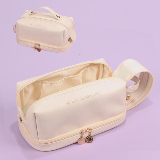 Elegant three color PU leather good quality cosmetic bag tolietry bag washing bag