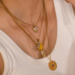 Dainty rose flower evil eye pendant stainless steel necklace collection