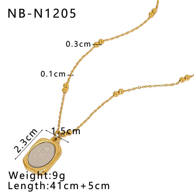 Dainty rose flower evil eye pendant stainless steel necklace collection