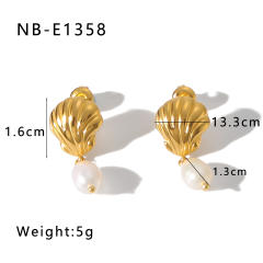 18KG ocean sereis shell design stainless steel choker necklace earrings set