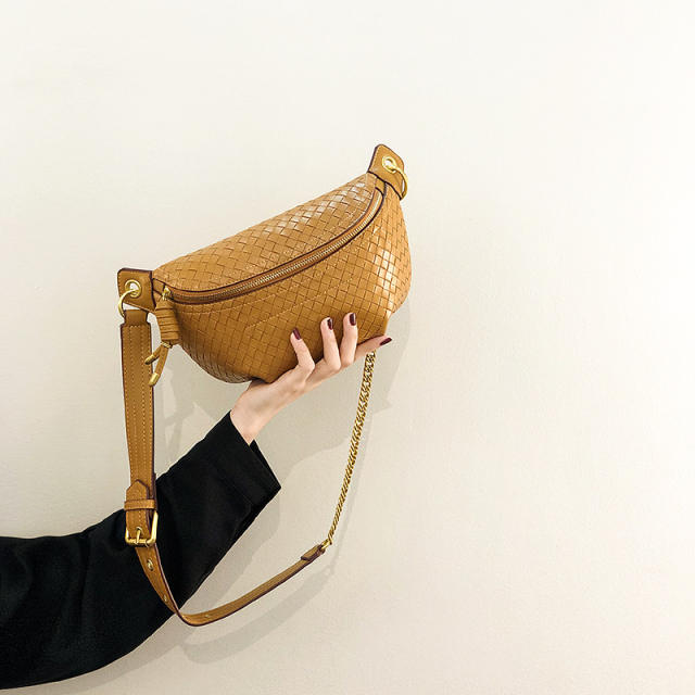 Hot sale briad pattern PU leather funny pack waist bag