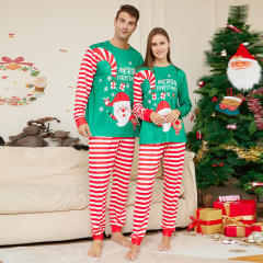 Hot sale green red color santa claus christmas pajamas family outfits