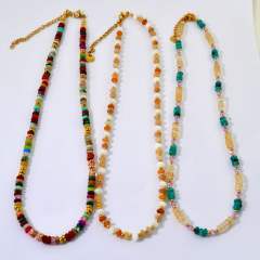 Boho colorful natual stone beaded necklace collection