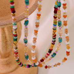 Boho colorful natual stone beaded necklace collection
