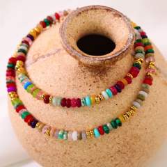 Boho colorful natual stone beaded necklace collection