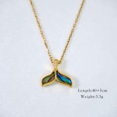14KG Fishtail pendant bamboo natural stone stainless steel necklace collection