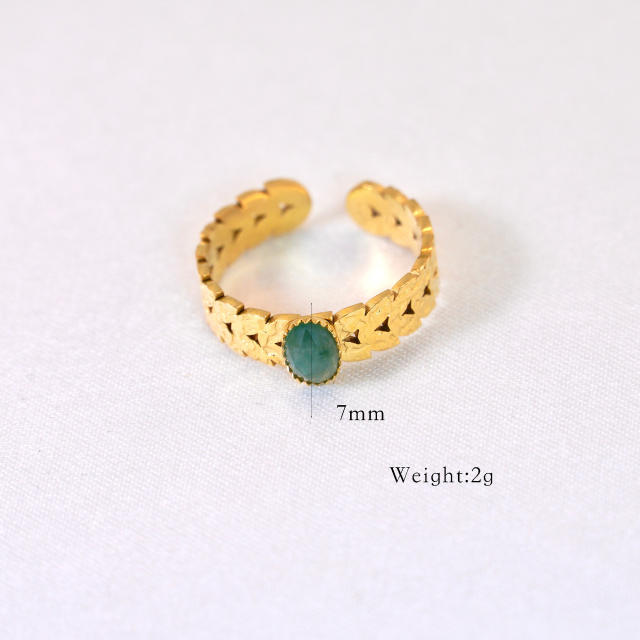 Summer fresh green color natural stone agate stainless steel necklace collection