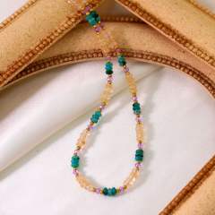 Boho colorful natual stone beaded necklace collection