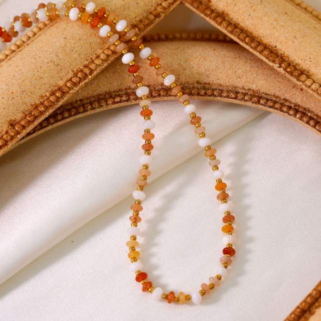 Boho colorful natual stone beaded necklace collection