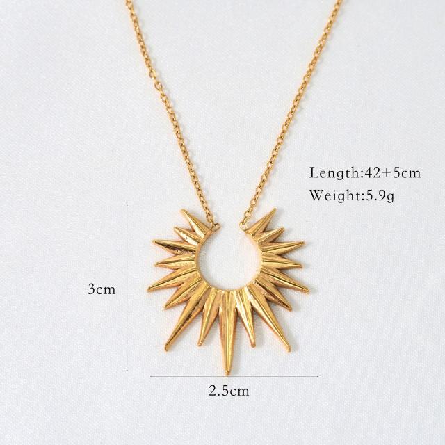 14KG boho natural stone Amazonite sunshine pendant stainless steel necklace collection