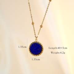 Boho natual stoen lapis lazuli evil eye stainless steel necklace stackable necklace