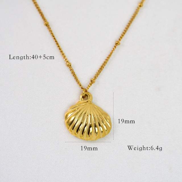 14KG oceean series dolphin shell stainless steel dainty natural stone necklace collection