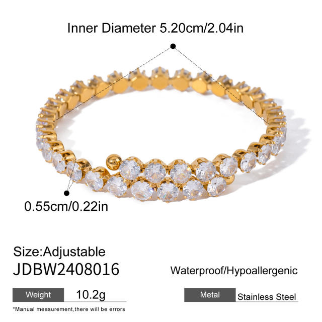 Delicate diamond stainless steel cuff necklace choker bangle set