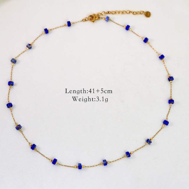 14KG oceean series dolphin shell stainless steel dainty natural stone necklace collection