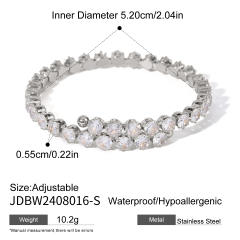 Delicate diamond stainless steel cuff necklace choker bangle set