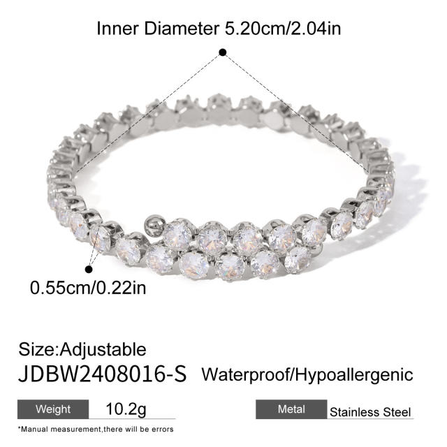 Delicate diamond stainless steel cuff necklace choker bangle set