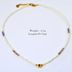 Boho 14KG moon star amethyst pendant stainless steel necklace