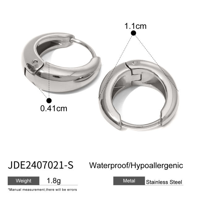 18KG Simple basic stainless steel huggie earrings