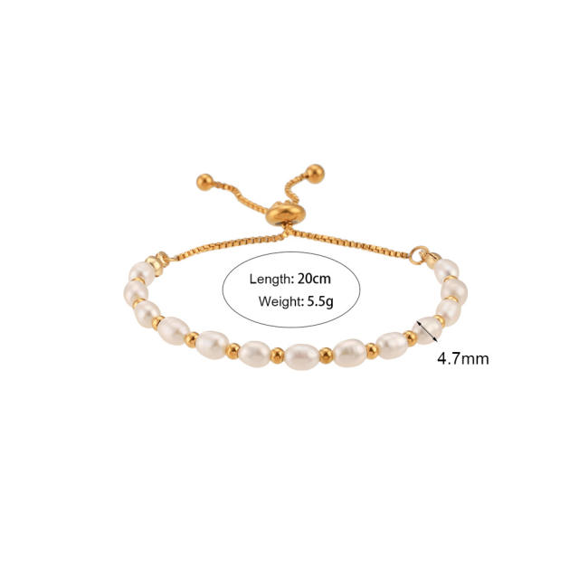 18KG waterpearl stainless steel bead bracelet