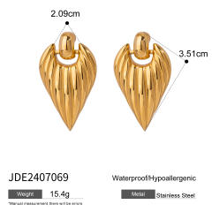 18KG chunky heart stainless steel earrings