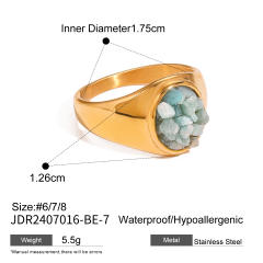Boho natural stone stainless steel finger rings collection #7