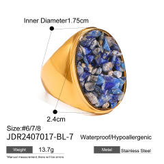Boho natural stone stainless steel finger rings collection #7