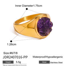Boho natural stone stainless steel finger rings collection #7