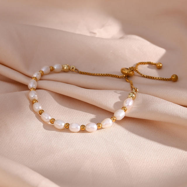 18KG waterpearl stainless steel bead bracelet
