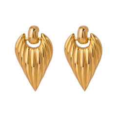 18KG chunky heart stainless steel earrings
