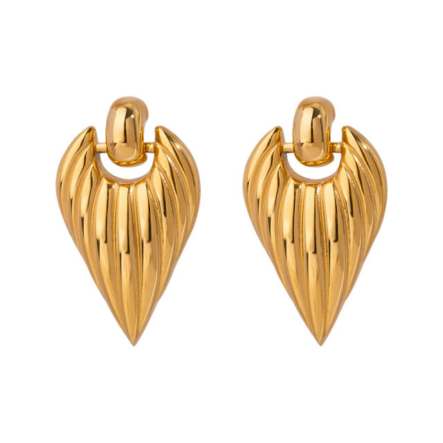 18KG chunky heart stainless steel earrings