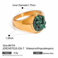 Boho natural stone stainless steel finger rings collection #7