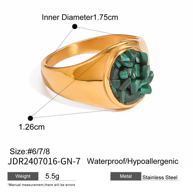Boho natural stone stainless steel finger rings collection #7