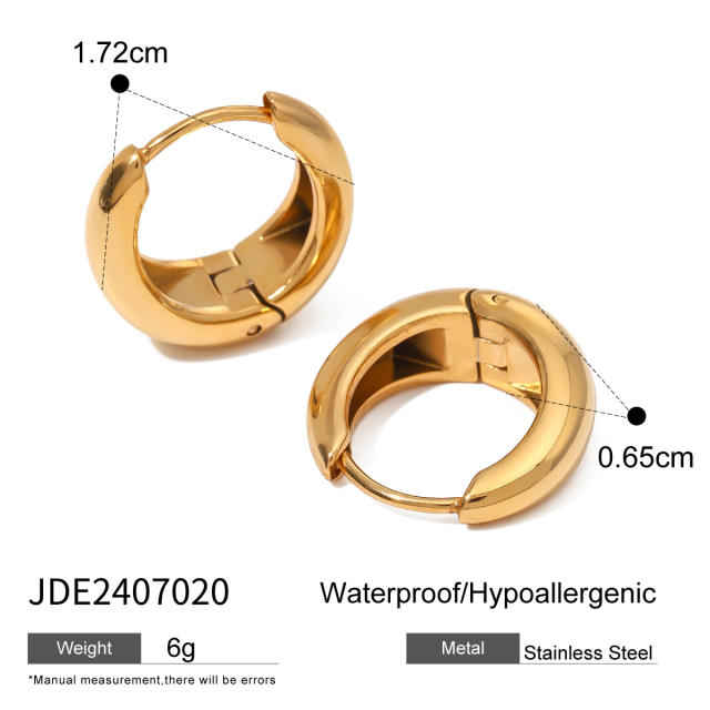 18KG Simple basic stainless steel huggie earrings